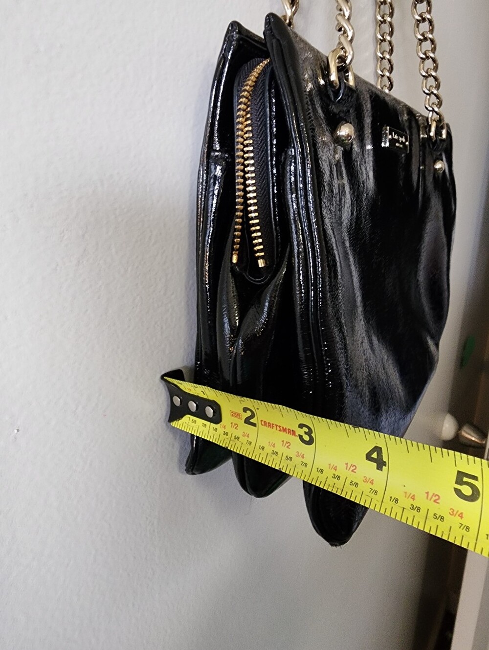 Kate Spade New York Black Patent Leather Chain Shoulder Bag Tote - Picture 14 of 14